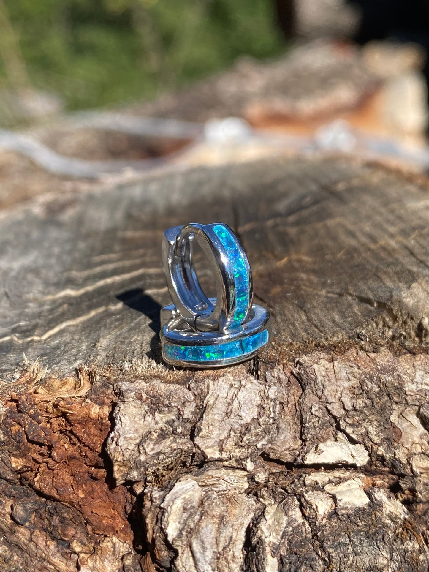 Orecchini di Opale “Peacock Blue” / small