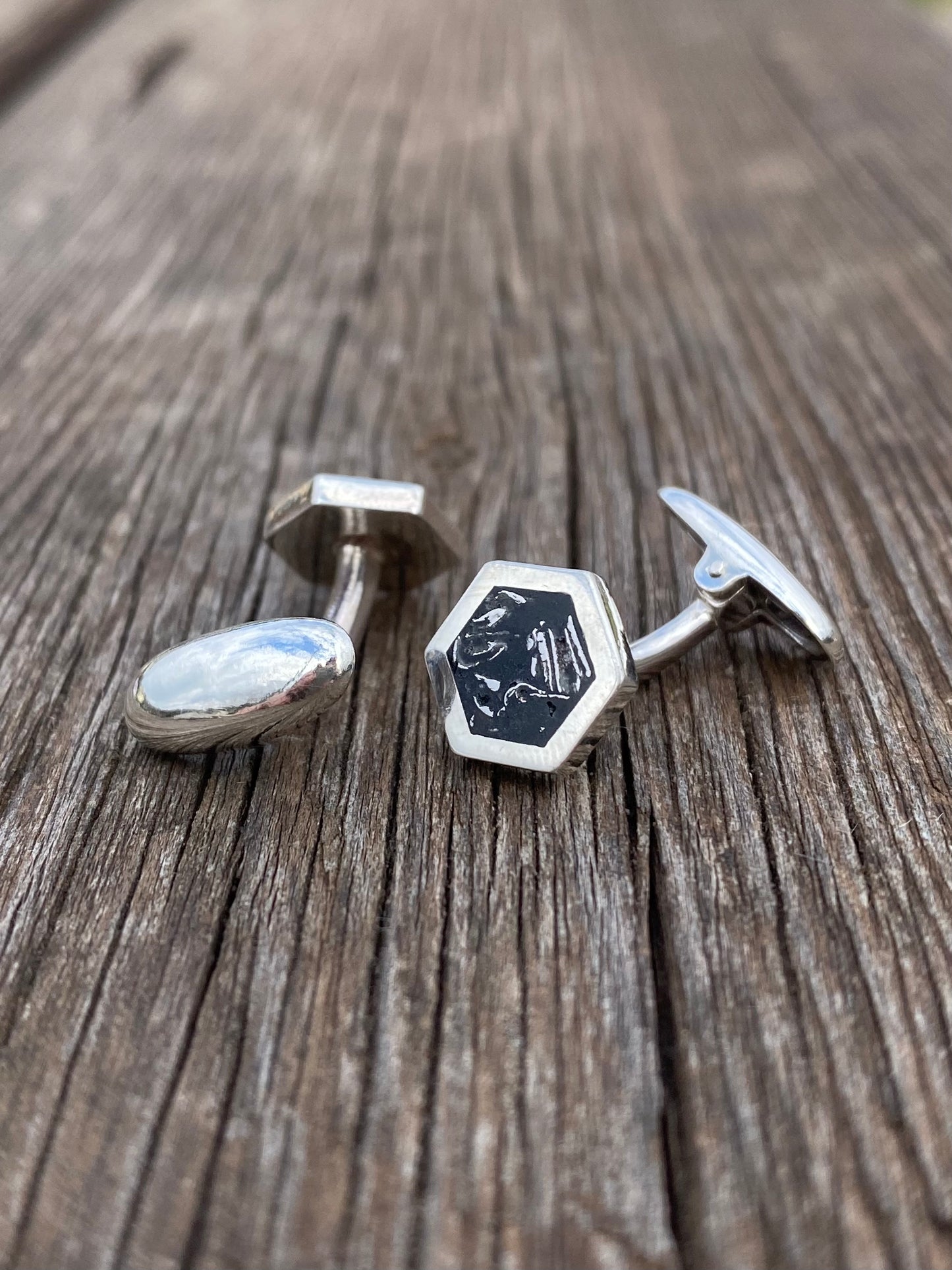 Gemelli di Argento 925 e Meteorite