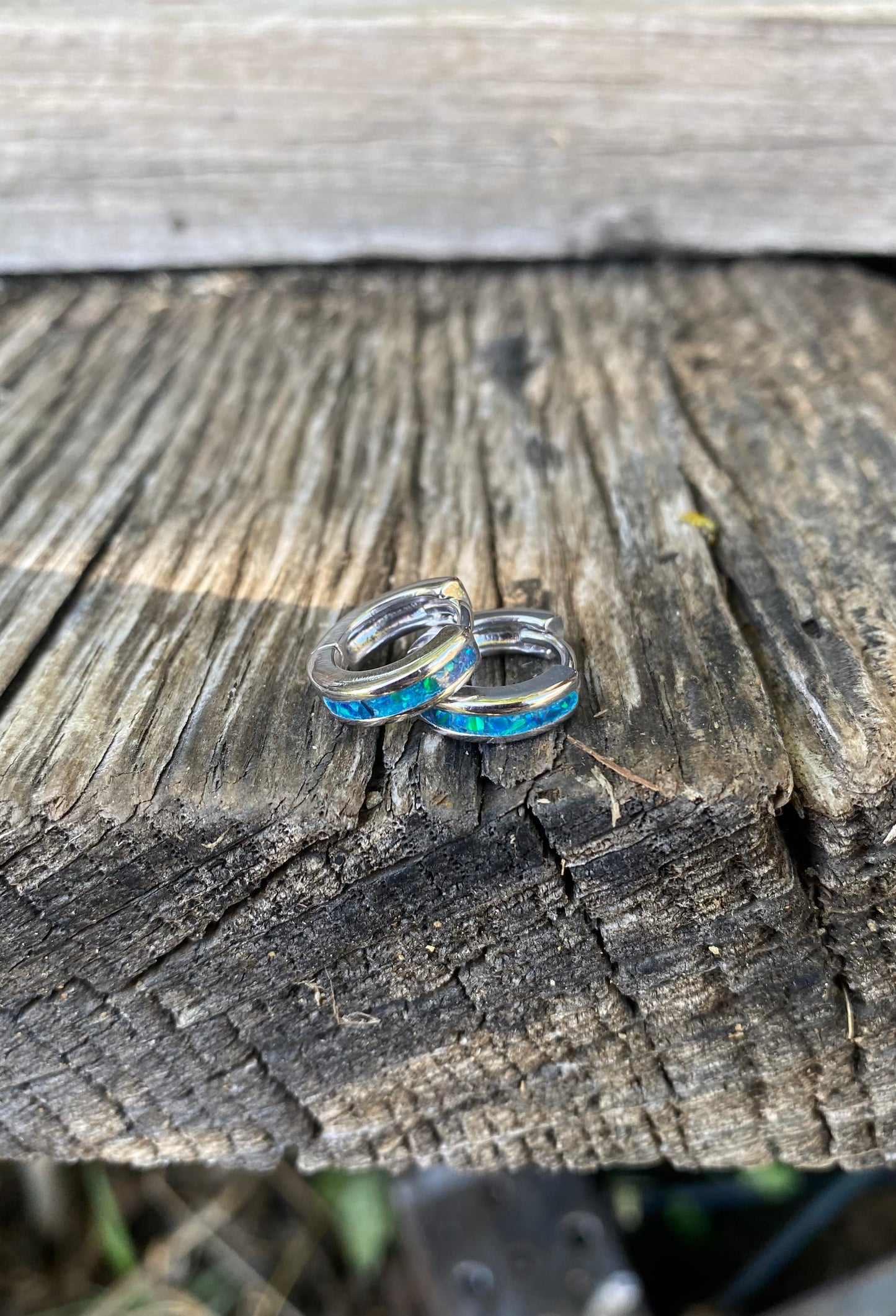 Orecchini di Opale “Peacock Blue” / small