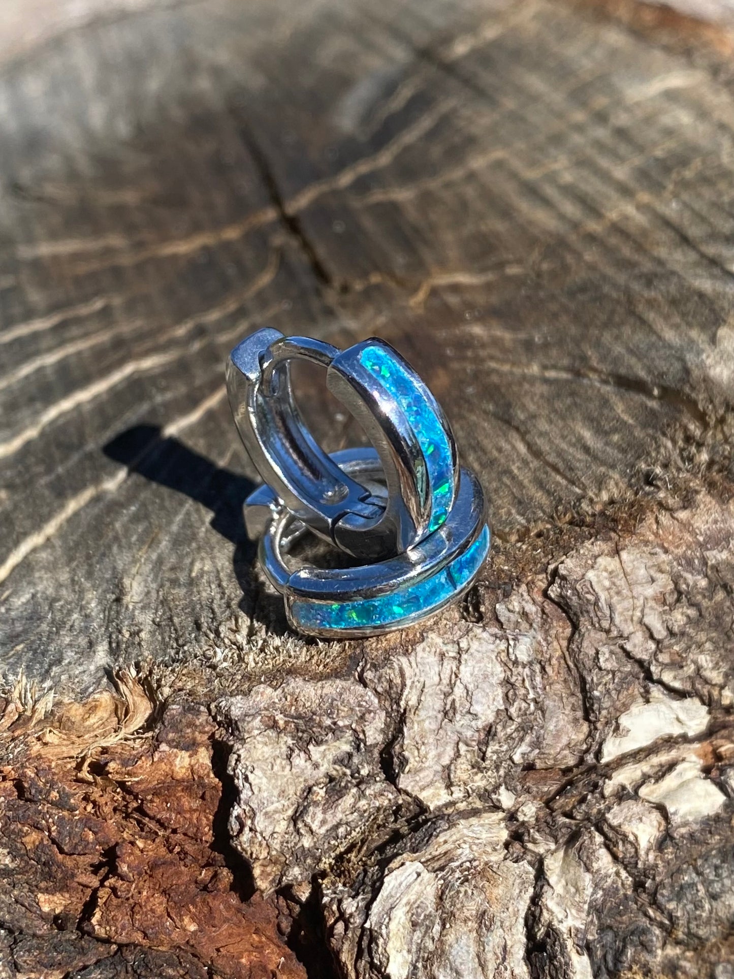 Orecchini di Opale “Peacock Blue” / small