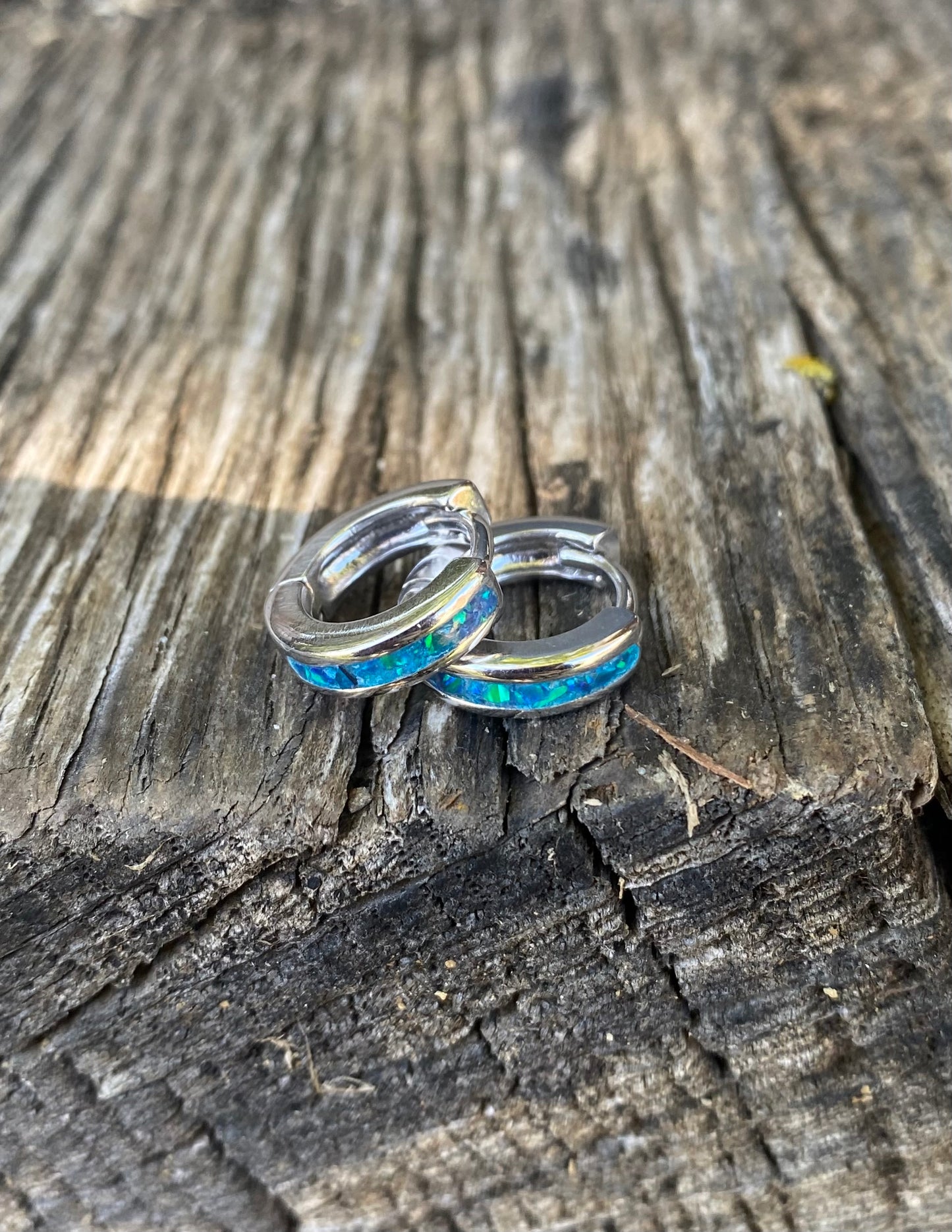 Orecchini di Opale “Peacock Blue” / small