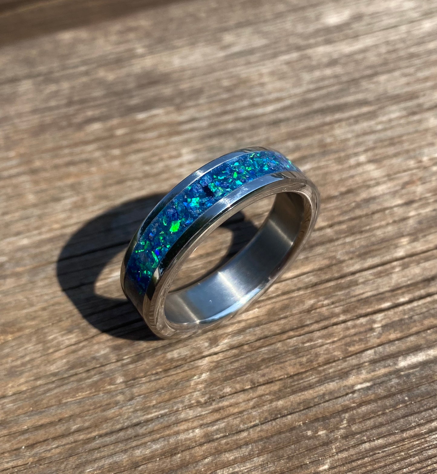 Anello di Opale "Peacock Blue"