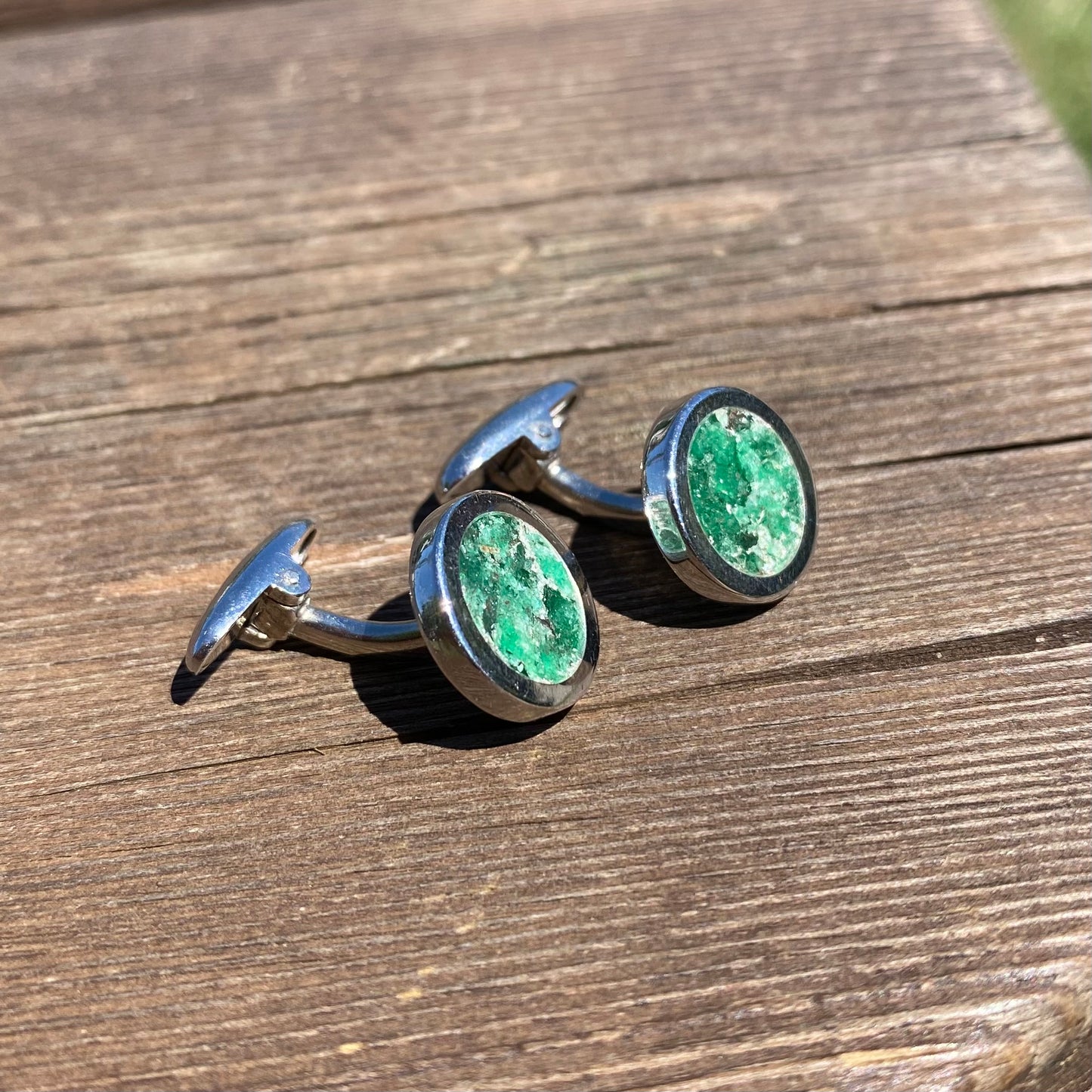 Gemelli di Argento 925 e Giada Verde