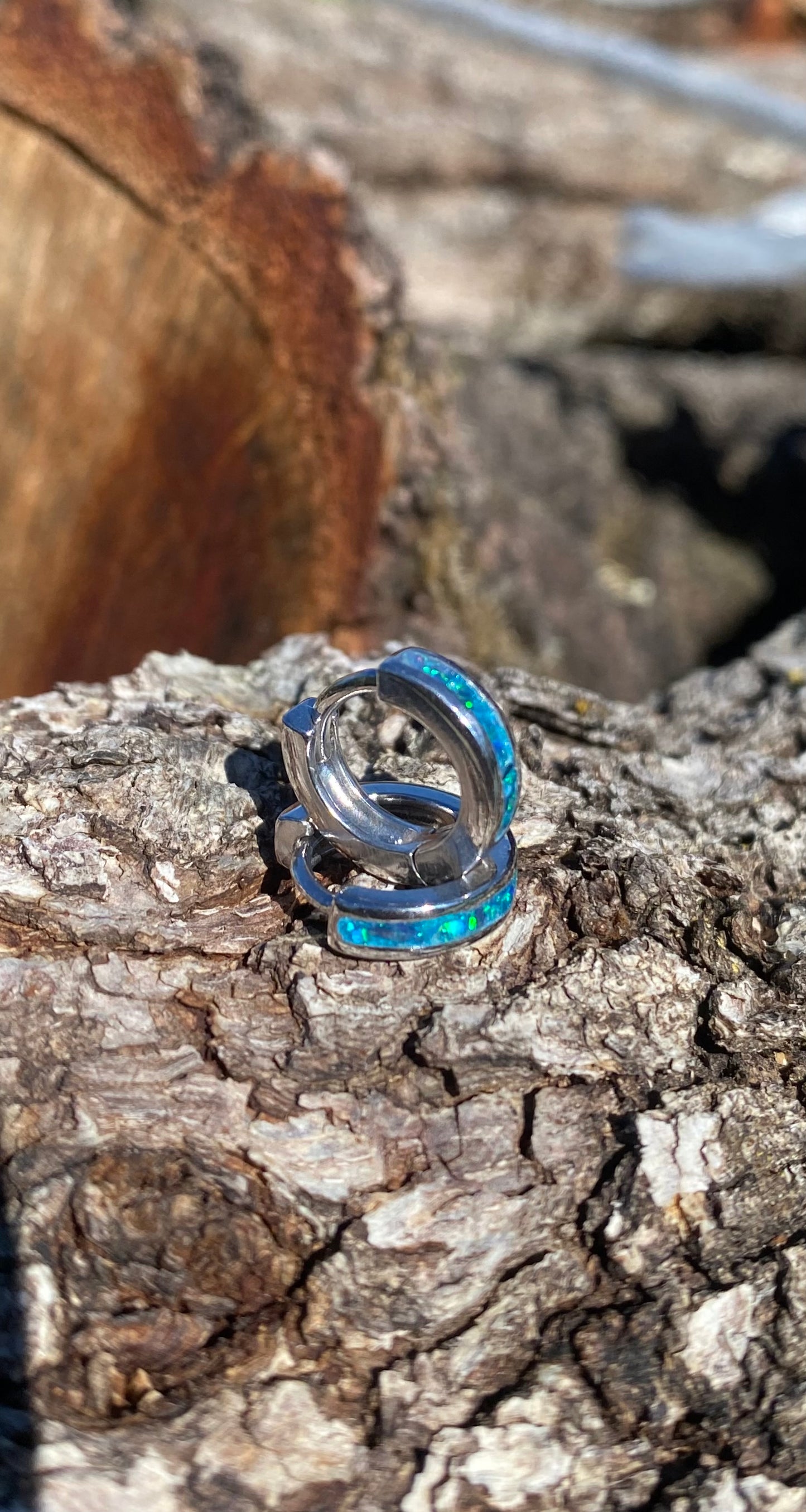 Orecchini di Opale “Peacock Blue” / small