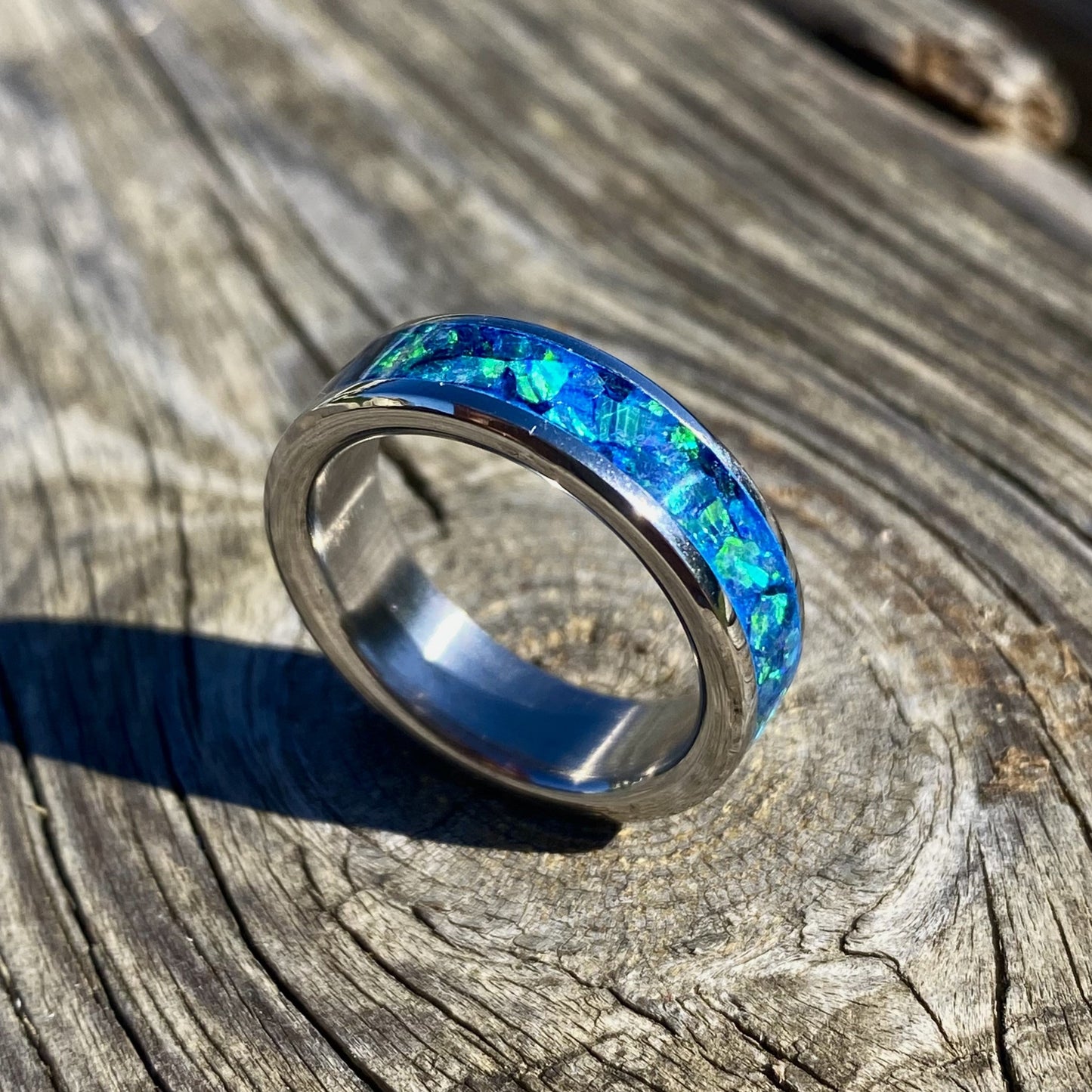 Anello di Opale "Peacock Blue"