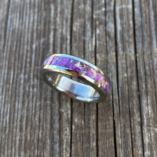 Anello di Ametista, Giada Viola, Opale, Rame e Titanio