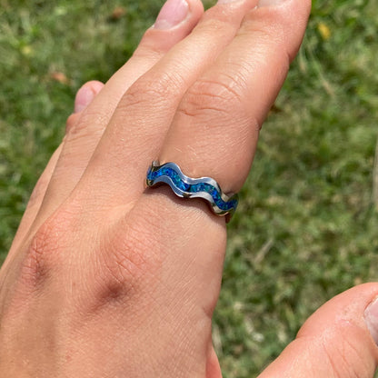 Anello di Titanio ed Opale - Wave Ring