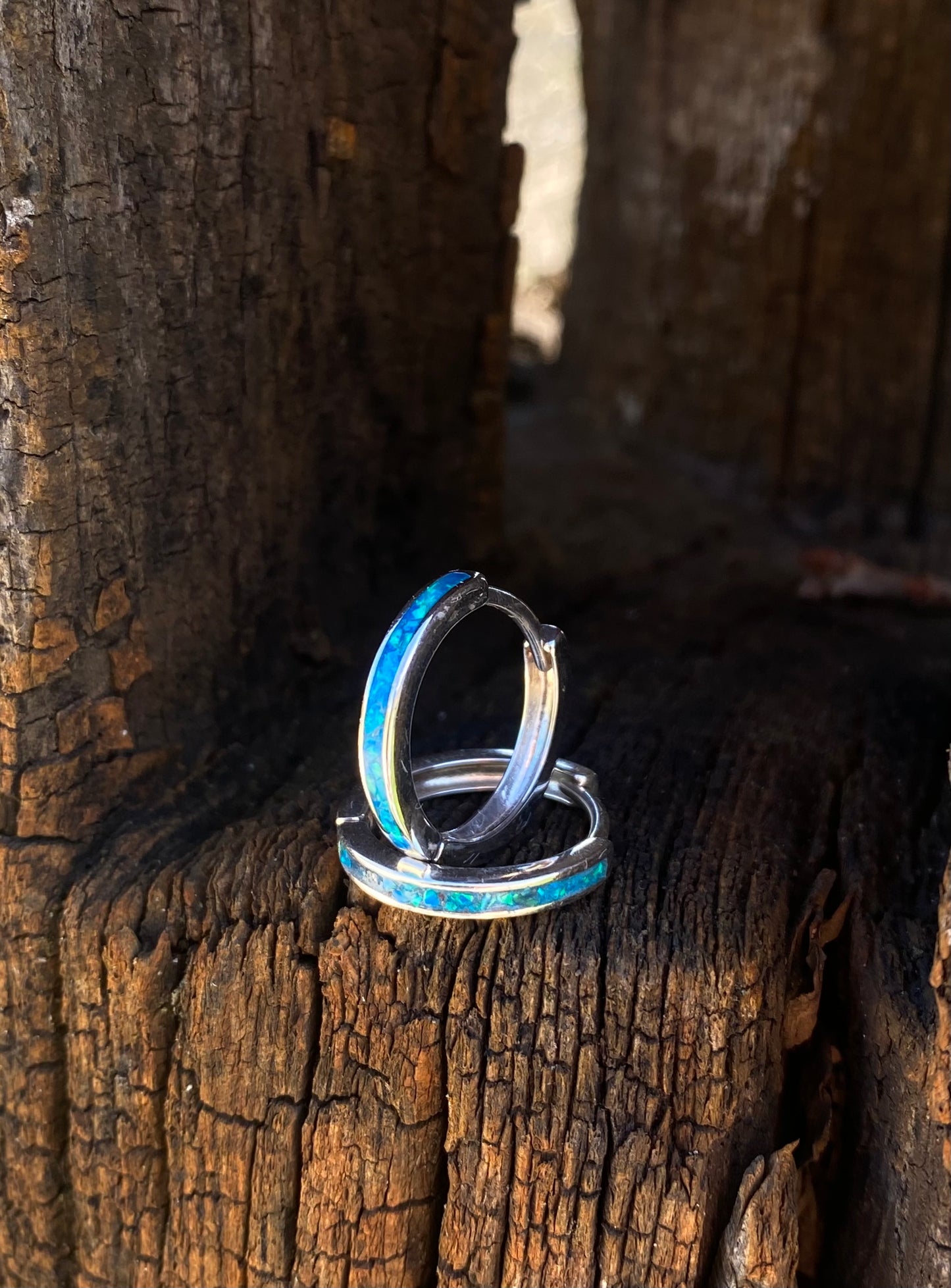 Opal earrings "Peacock Blue"