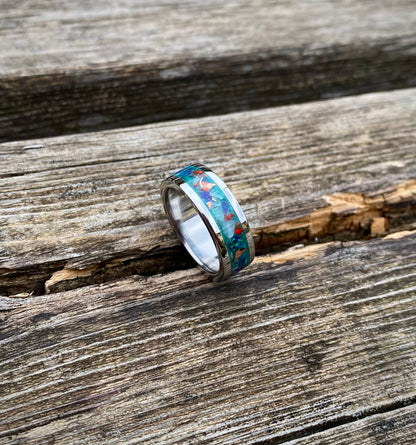 Anello di Smeraldo, Opale, Giada Viola, Conchiglia e Rame