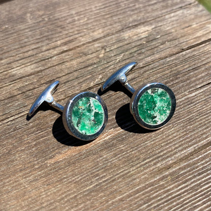 Gemelli di Argento 925 e Giada Verde