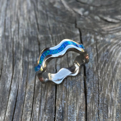 Anello di Titanio ed Opale - Wave Ring