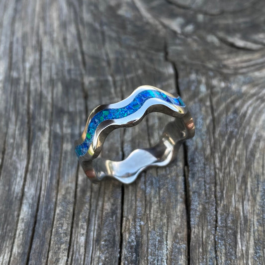 Anello di Titanio ed Opale - Wave Ring