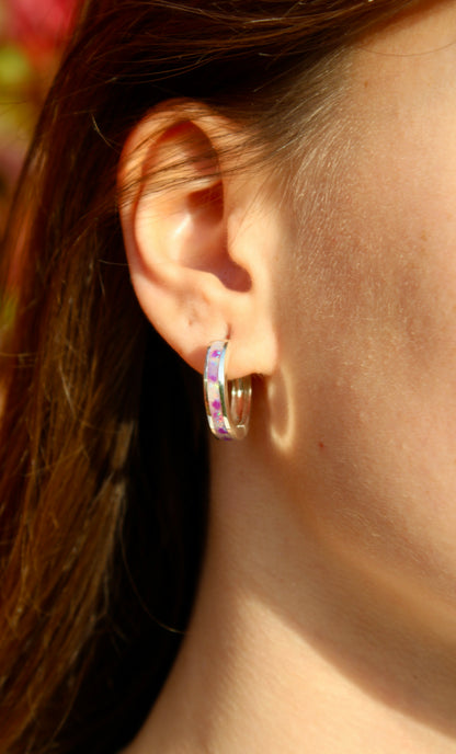 "Pearl White" opal and "Lavender" opal earrings