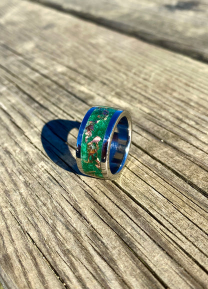 Anello di Giada Verde e Rame