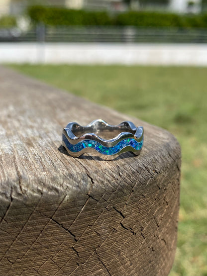 Anello di Titanio ed Opale - Wave Ring