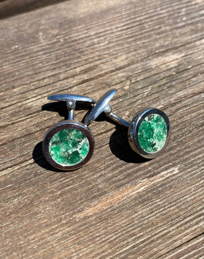 Gemelli di Argento 925 e Giada Verde