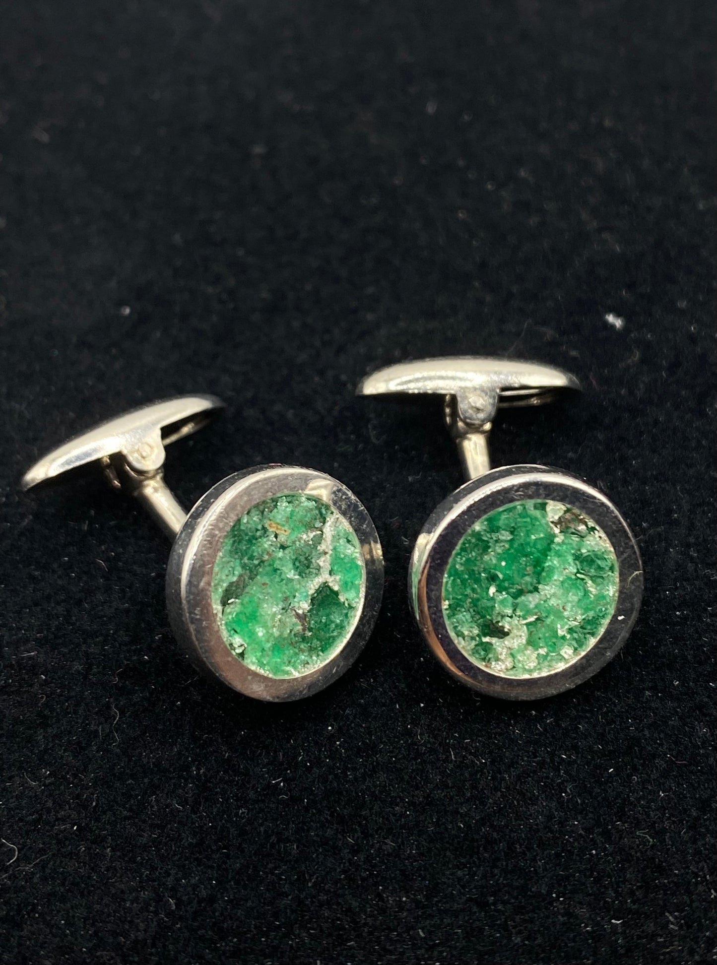 Gemelli di Argento 925 e Giada Verde