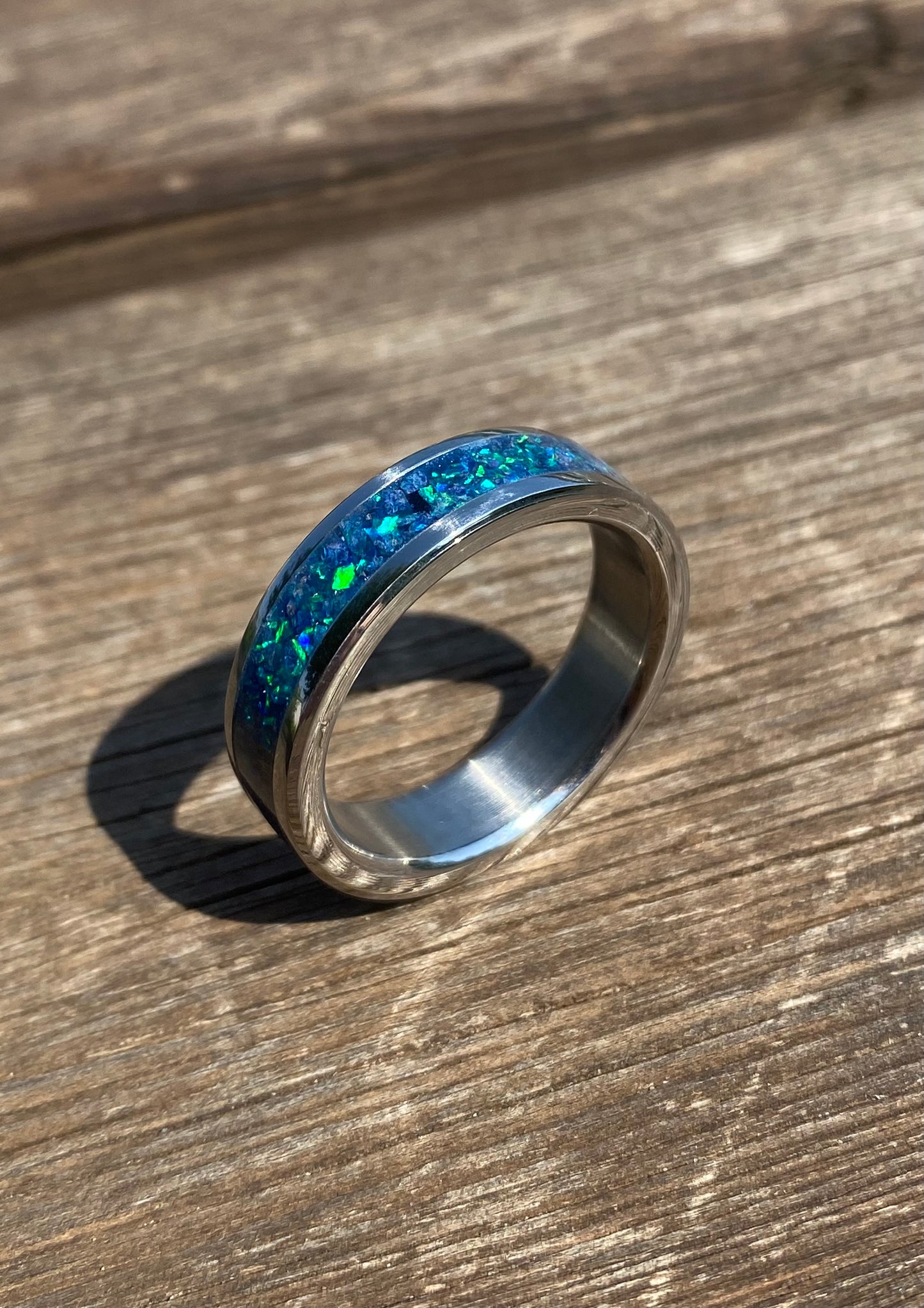 Anello di Opale "Peacock Blue"