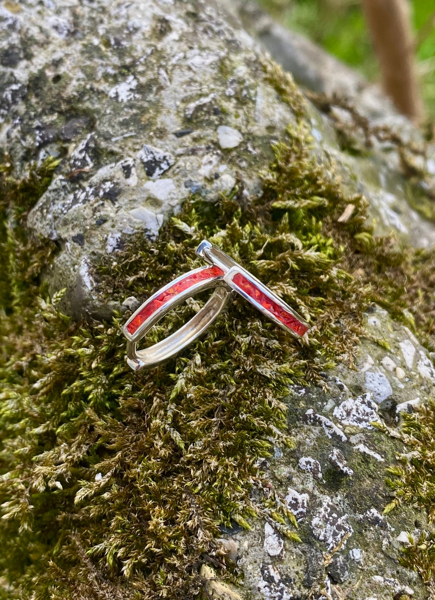 Opal earrings "Crimson"