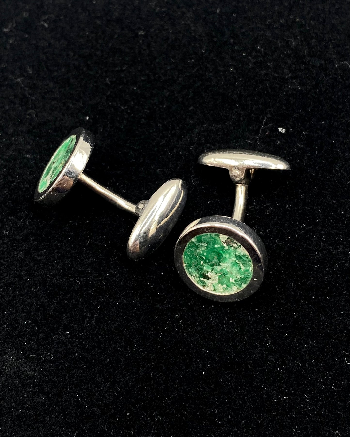 Gemelli di Argento 925 e Giada Verde