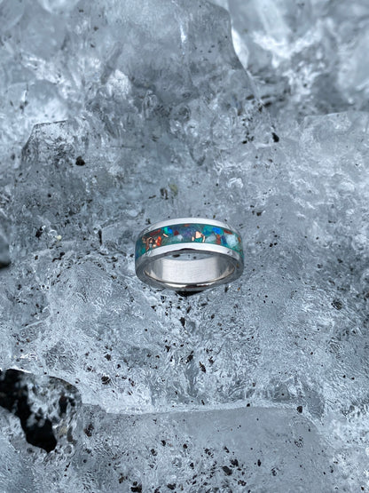 Anello di Smeraldo, Opale, Giada Viola, Conchiglia e Rame