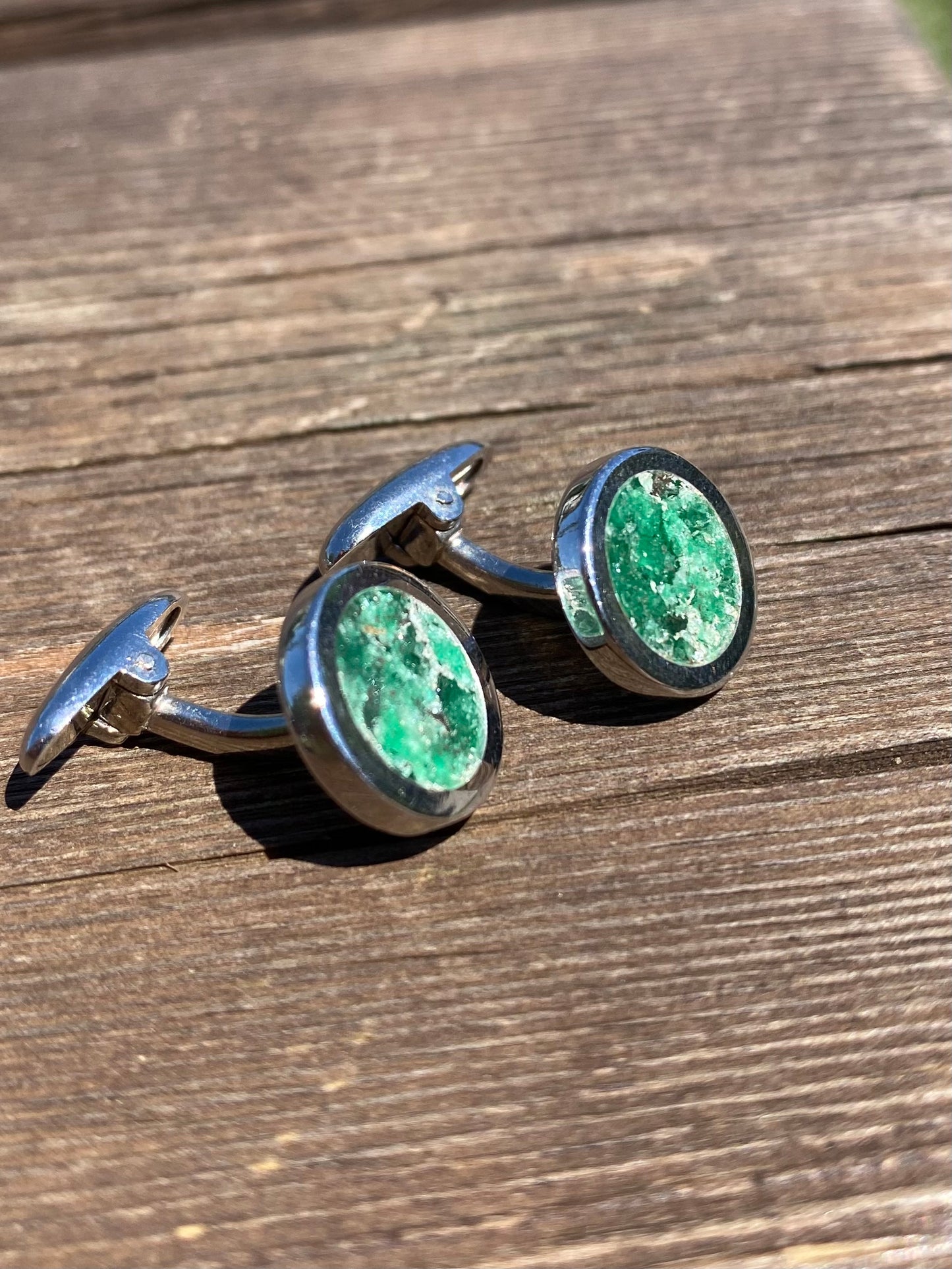 Gemelli di Argento 925 e Giada Verde