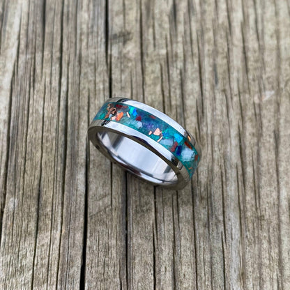 Anello di Smeraldo, Opale, Giada Viola, Conchiglia e Rame