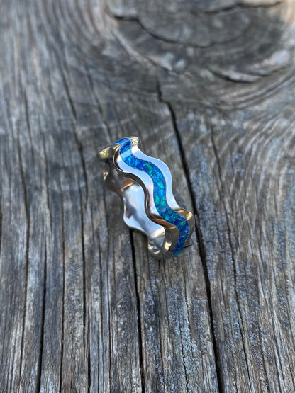 Anello di Titanio ed Opale - Wave Ring