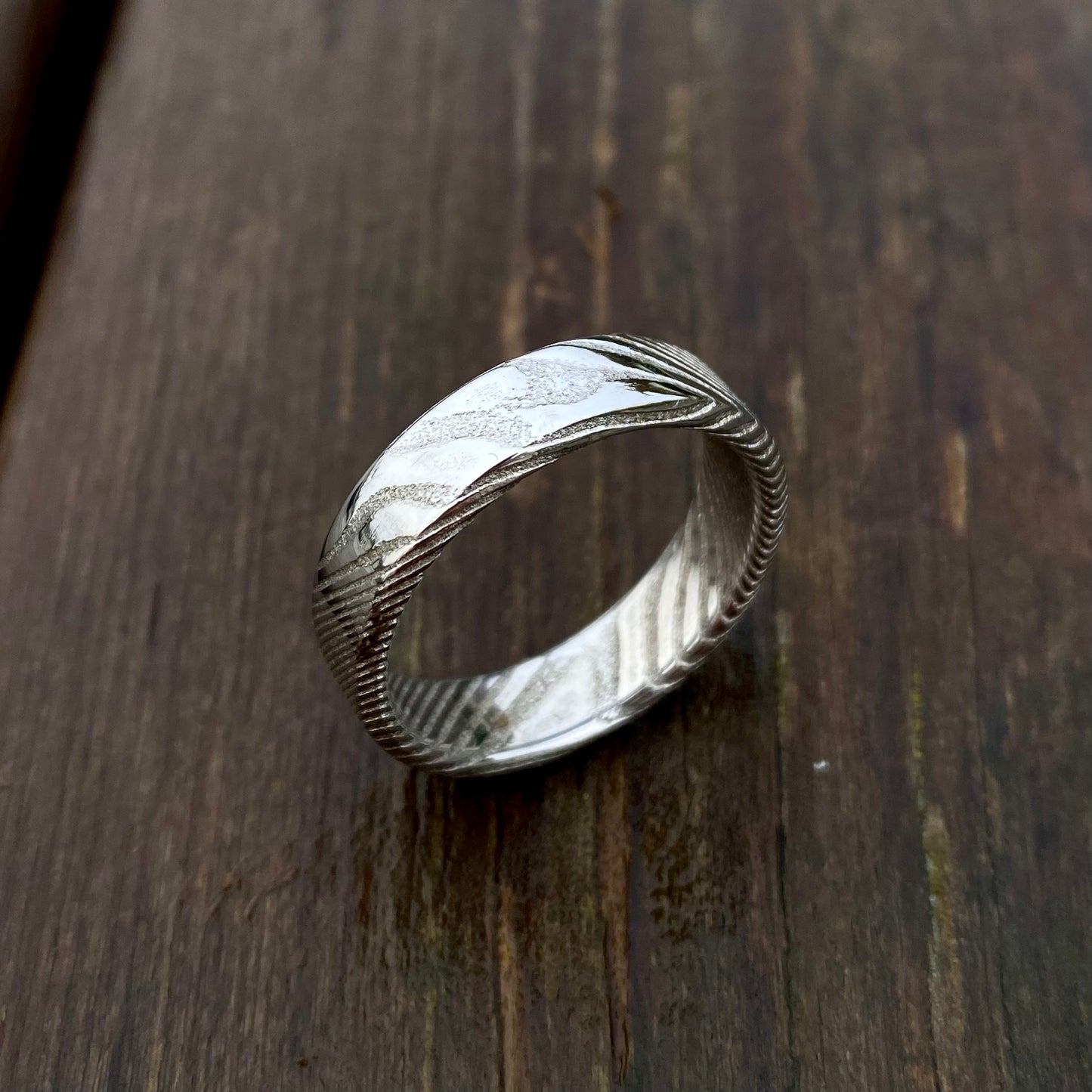 Anello di Acciaio Damasco Inossidabile