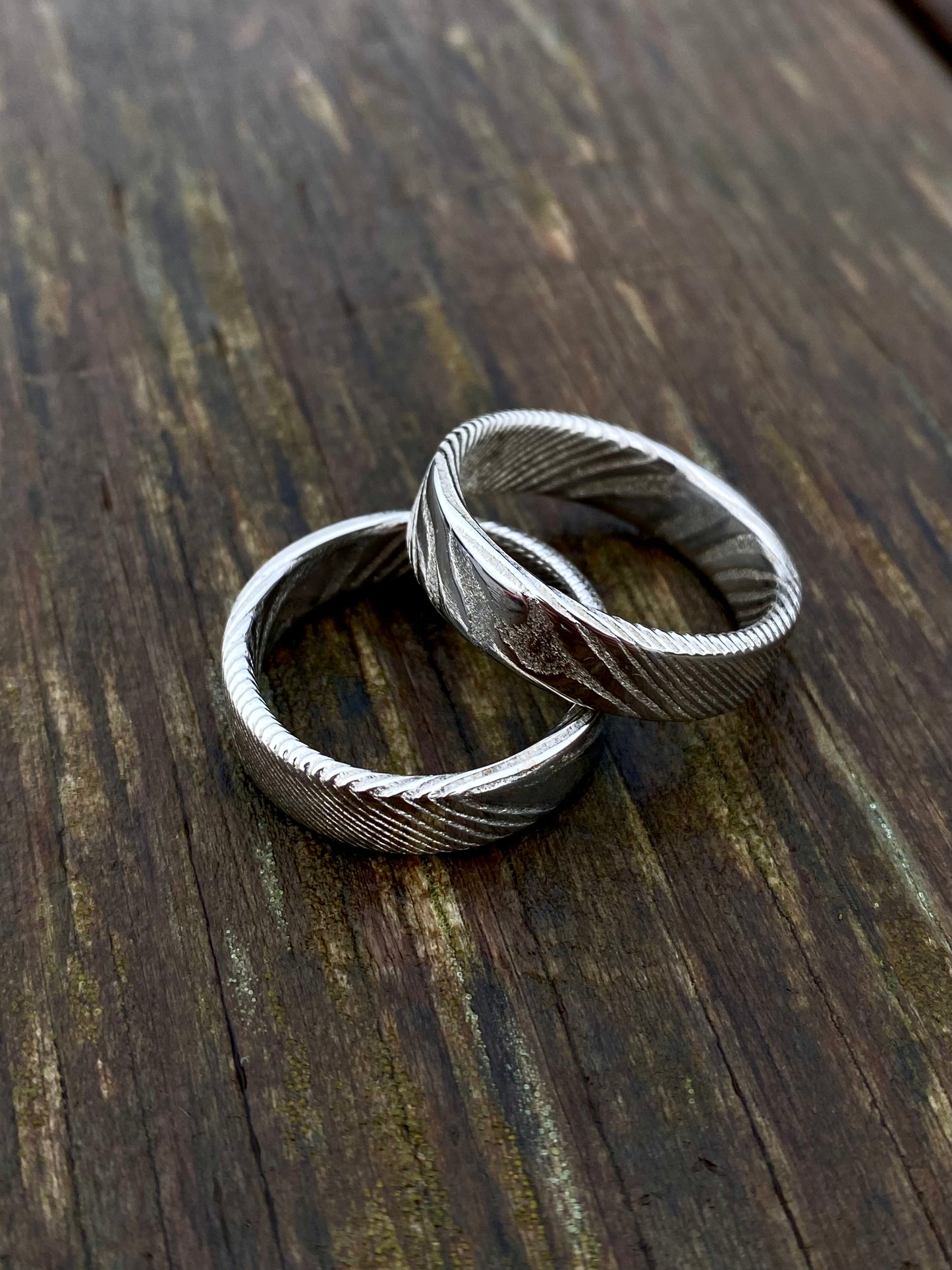 Anello di Acciaio Damasco Inossidabile