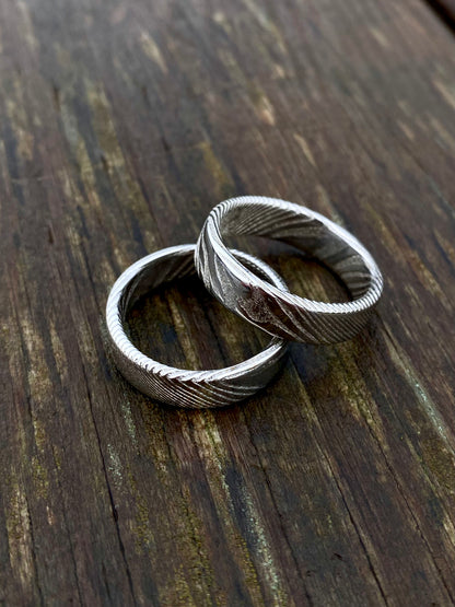 Anello di Acciaio Damasco Inossidabile