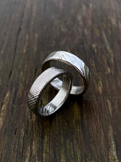 Anello di Acciaio Damasco Inossidabile