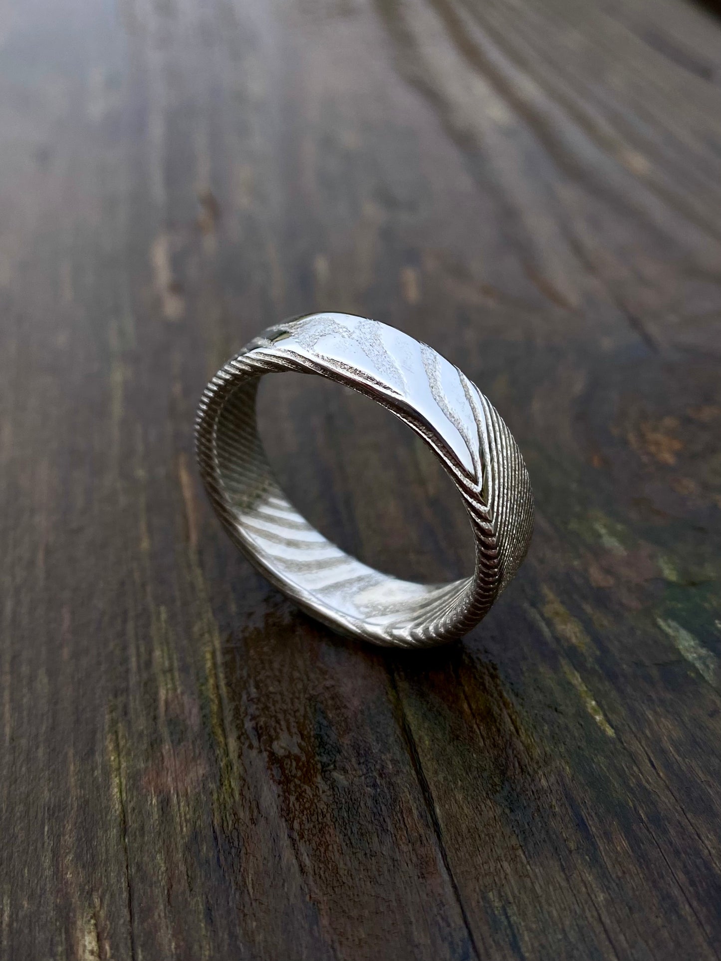 Anello di Acciaio Damasco Inossidabile