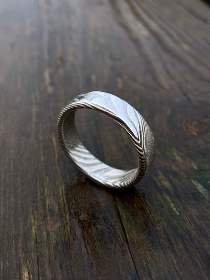 Anello di Acciaio Damasco Inossidabile