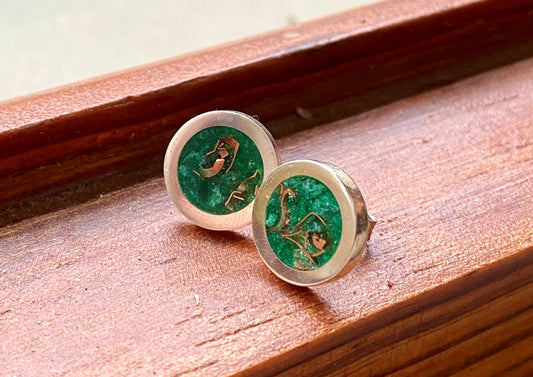 Jade and copper earrings - "Button" model