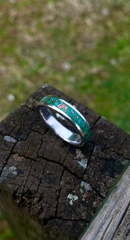 Green Jade and Copper Ring