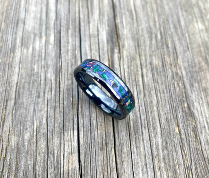 Black Ceramic, Malachite and Copper Ring