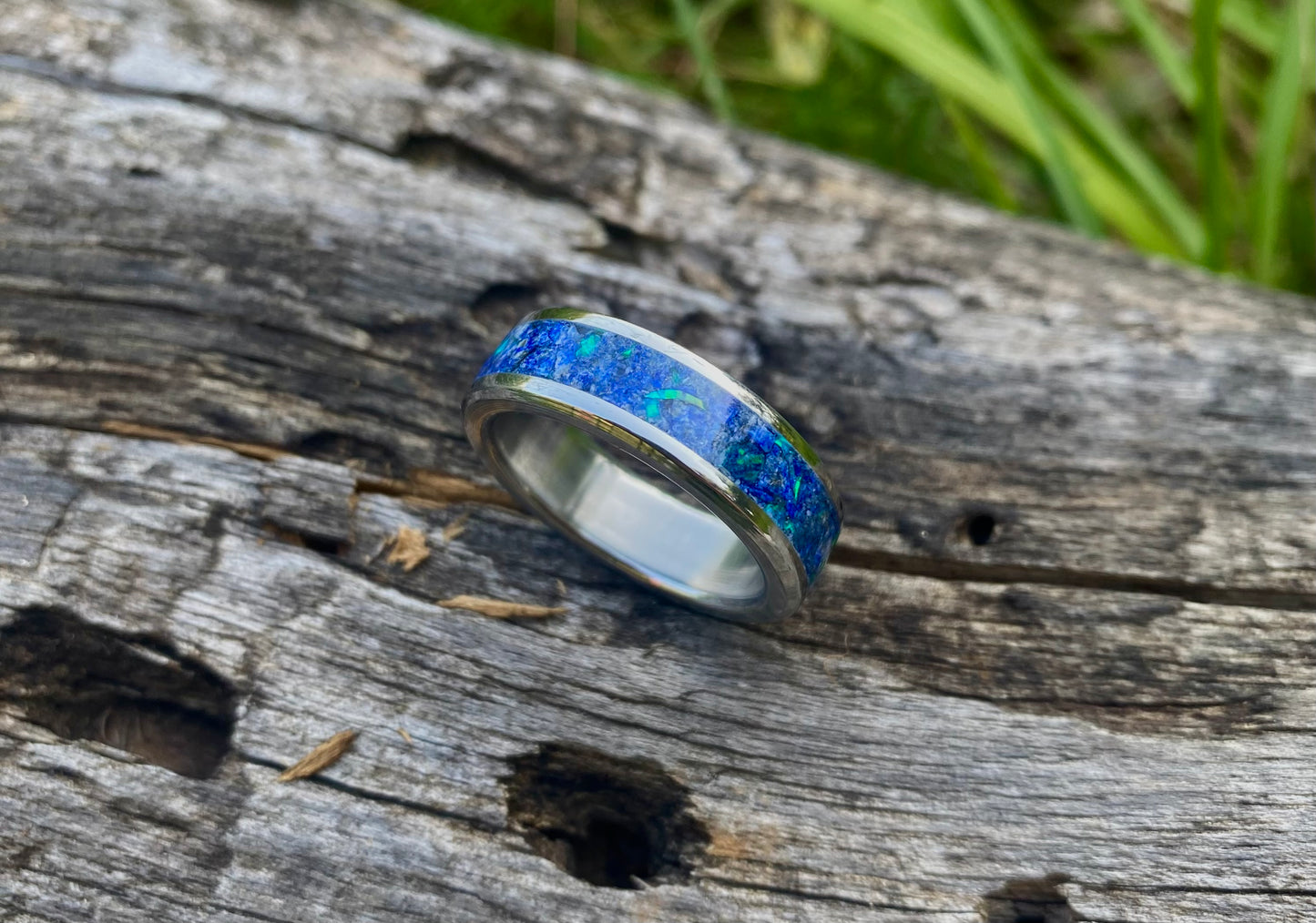 Lapis Lazuli, Opal and Titanium Ring