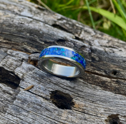 Lapis Lazuli, Opal and Titanium Ring