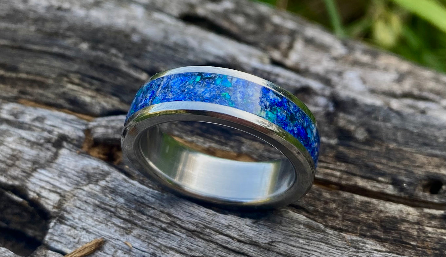 Lapis Lazuli, Opal and Titanium Ring