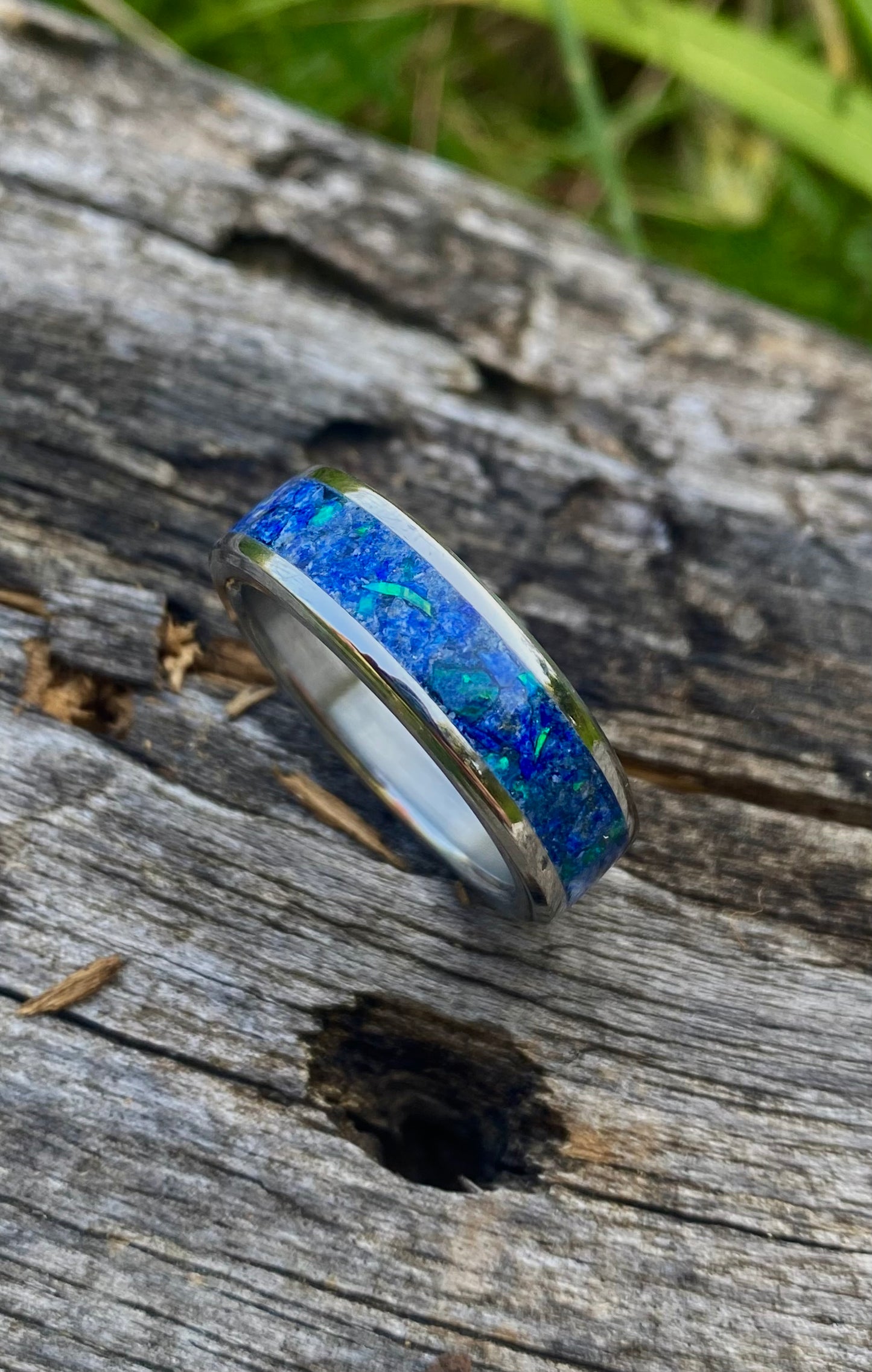 Lapis Lazuli, Opal and Titanium Ring