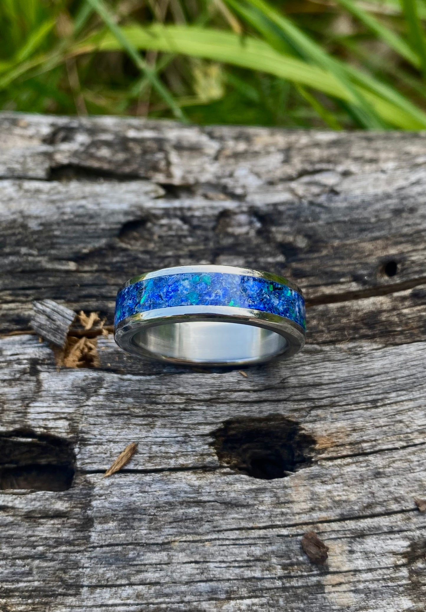 Lapis Lazuli, Opal and Titanium Ring