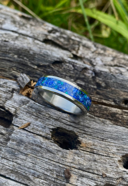 Lapis Lazuli, Opal and Titanium Ring