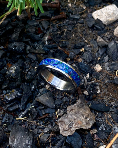 Lapis Lazuli, Opal and Titanium Ring