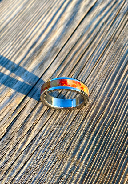 Ring of Opal, Yellow Jade and Carnelian