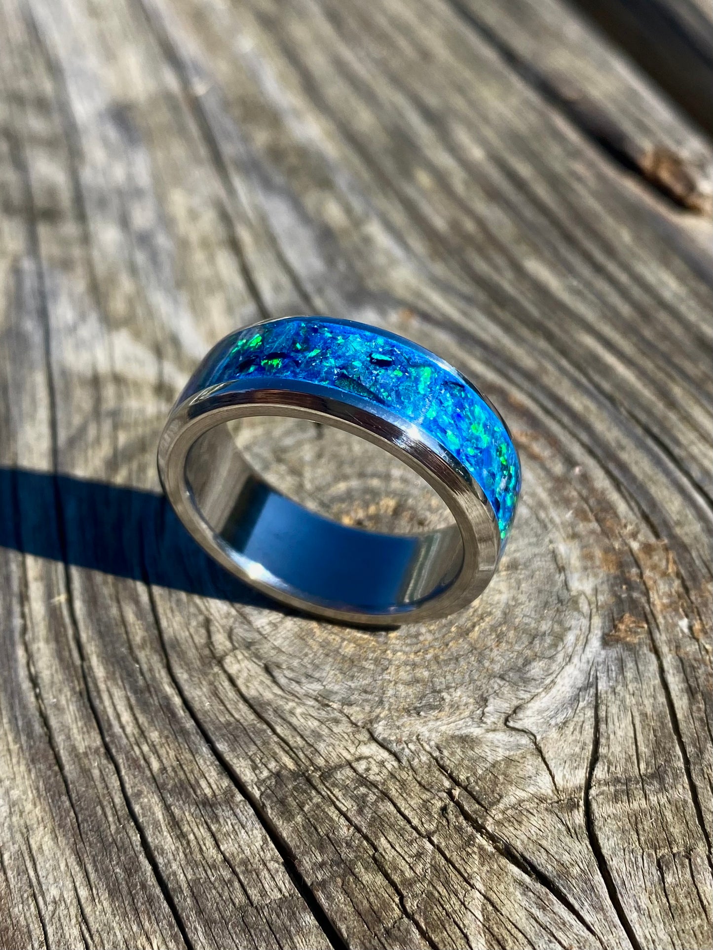 Opal Ring "Peacock Blue"