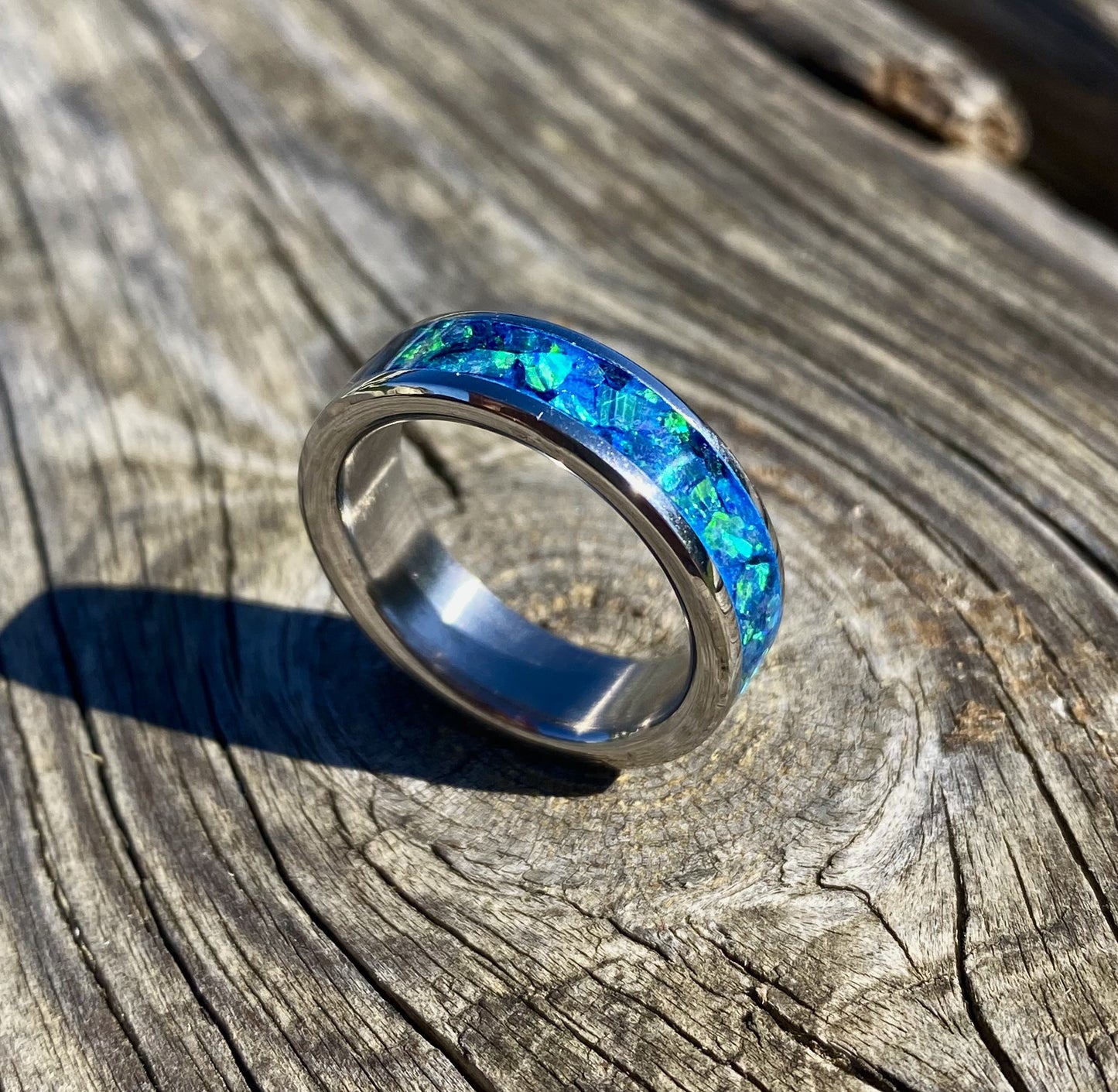 Anello di Opale "Peacock Blue"