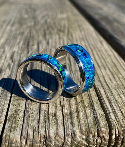 Anello di Opale "Peacock Blue"