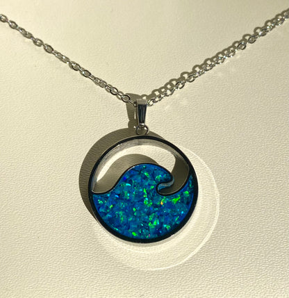 Pendente "wave" - Collana di Opale "Peacock Blue"