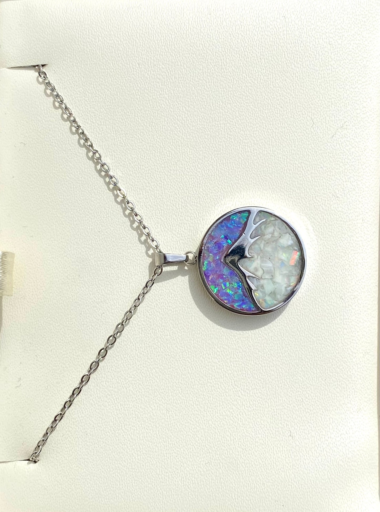 "Mountain" Pendant - Phosphorescent Opal and Shell Necklace